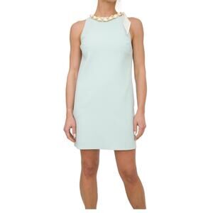 Elisabetta Franchi teal gold accent abito donna dress Size 42 Made In Italy